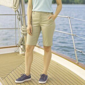 New Dickies 0/XS Woman Bermuda Shorts 11" Perfect Fit Cotton Stretch Khaki